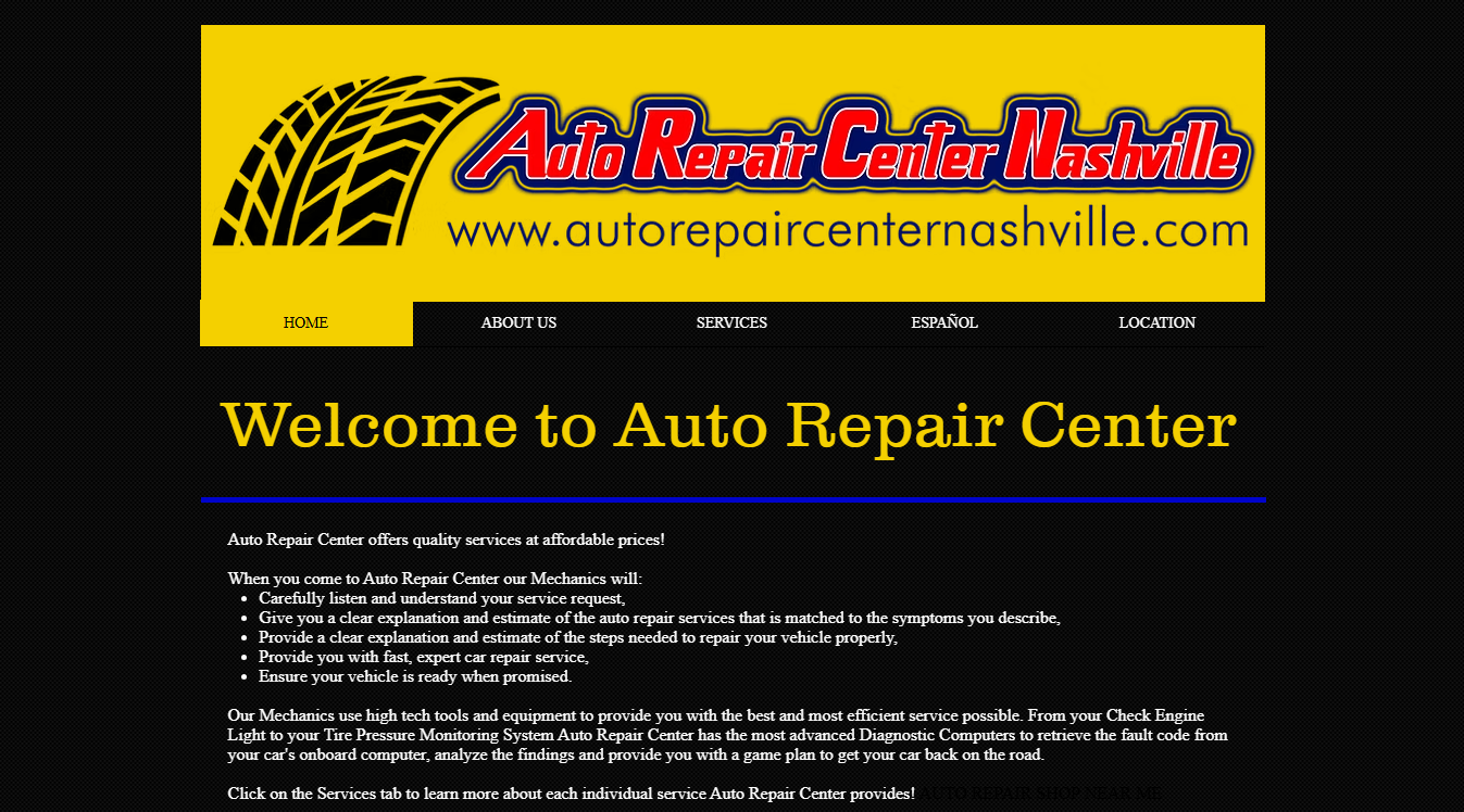 Website screenshot for Auto Repair Center