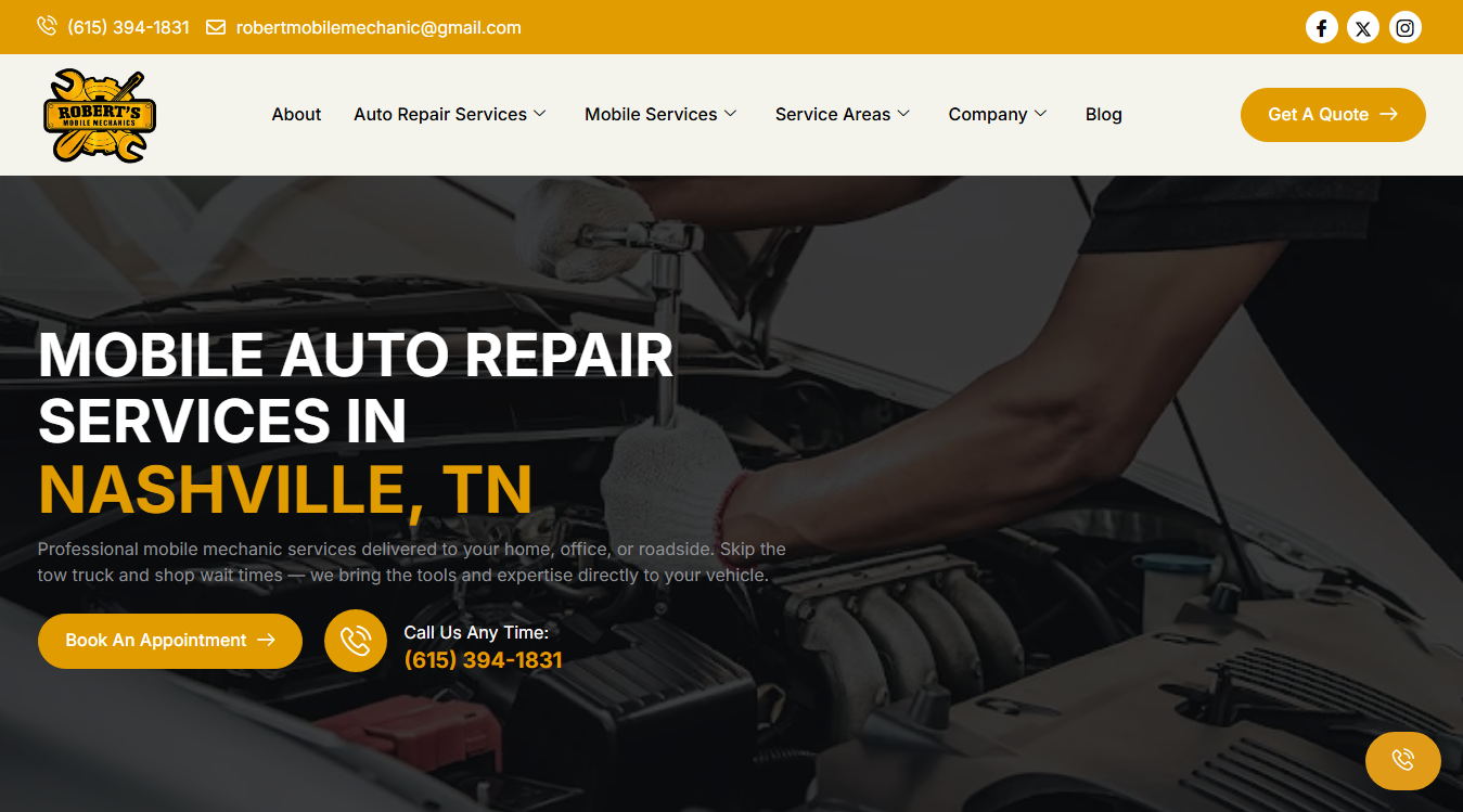 Website screenshot for Auto repair lubbock