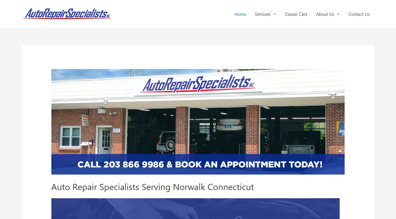 Screenshot of Auto Repair Specialists