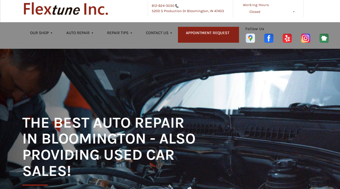 Website screenshot for Auto Tech & Electric