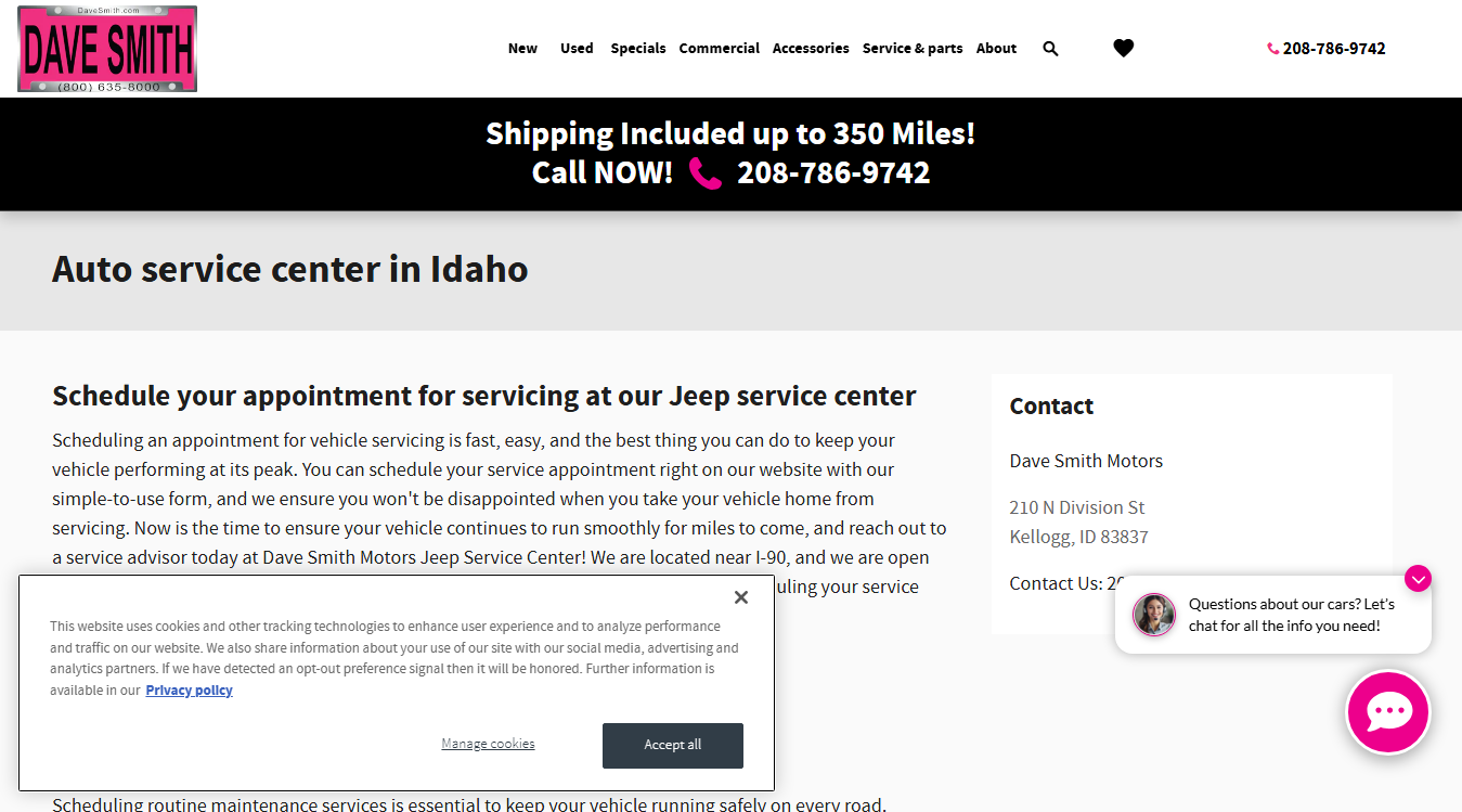 Website screenshot for Auto Tech Inc.