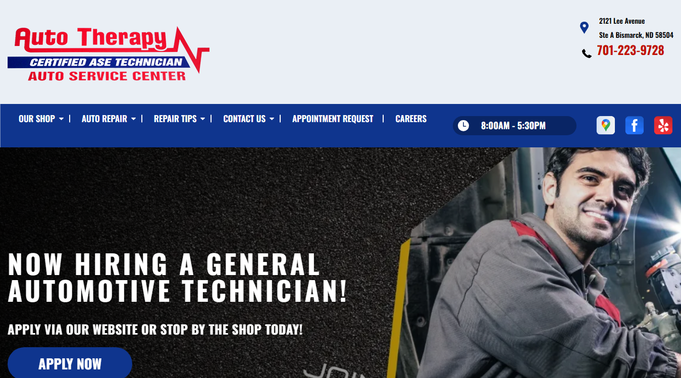 Website screenshot for Auto Therapy