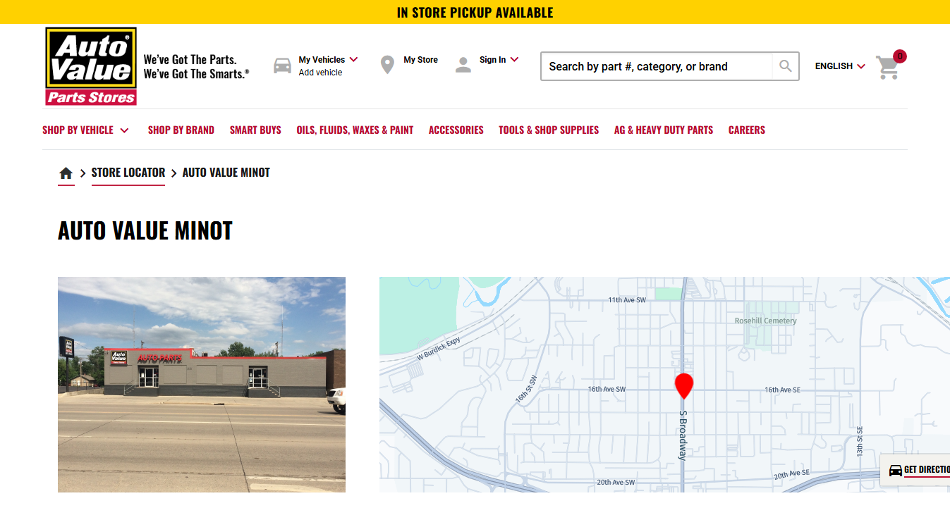 Website screenshot for Auto Value Grand Forks