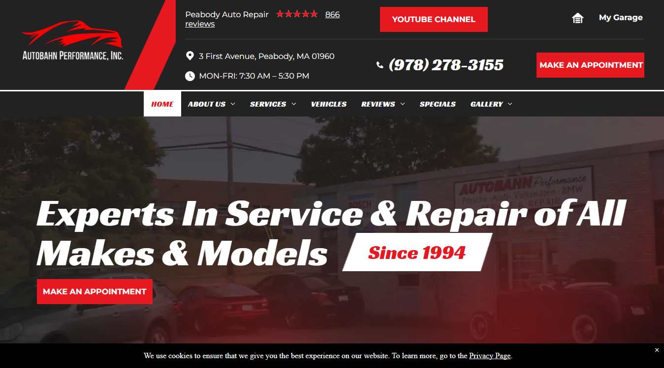 Website screenshot for Autobahn Performance Inc