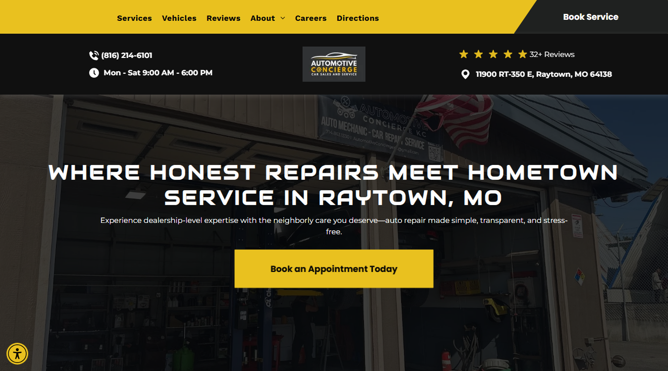Website screenshot for Automotive Concierge KC