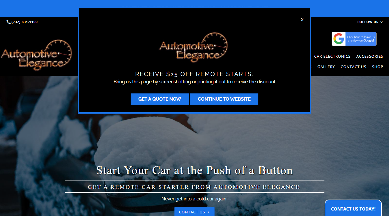 Website screenshot for Automotive Elegance