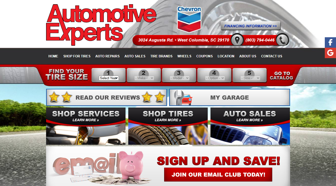 Website screenshot for Automotive Experts