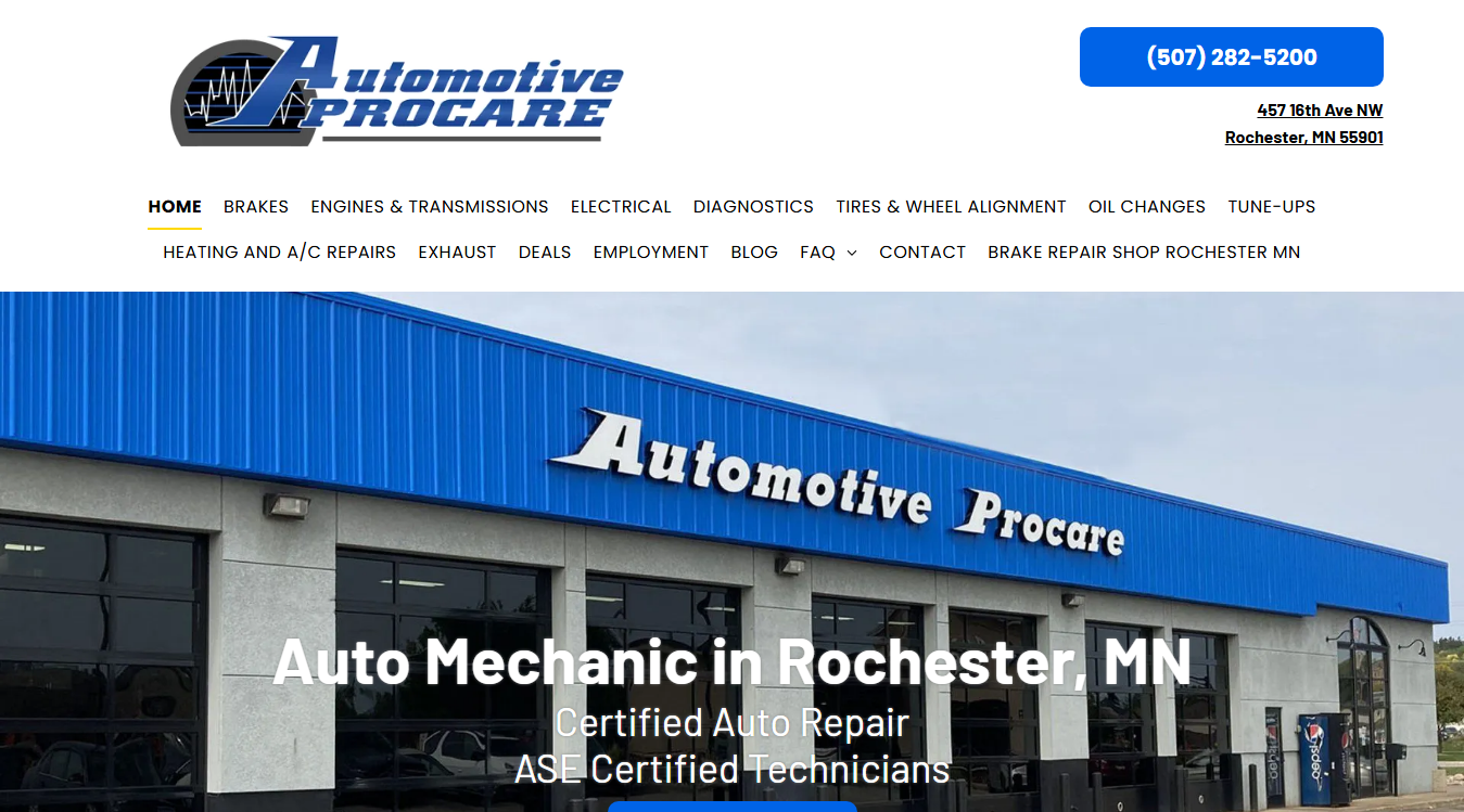 Website screenshot for Automotive Procare
