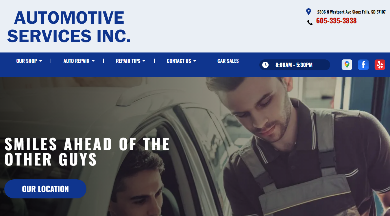 Website screenshot for Automotive Services Inc.
