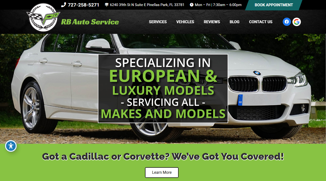 Website screenshot for Automotive Technology & Repair