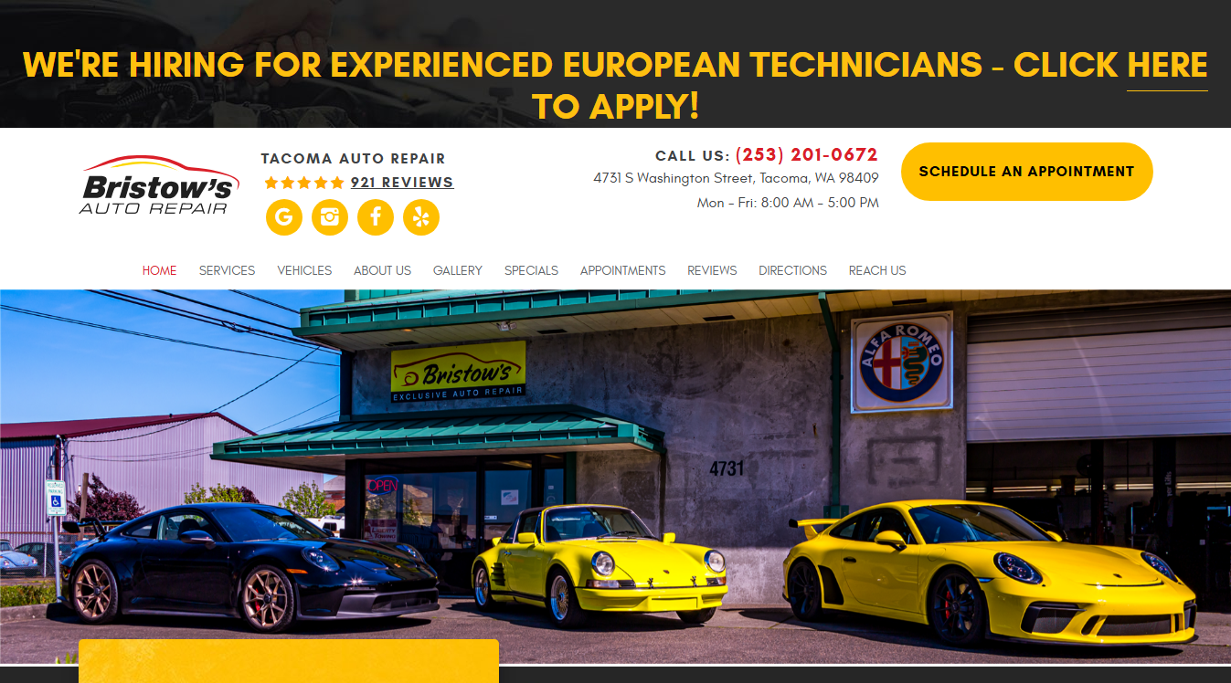 Website screenshot for Automotive Unlimited