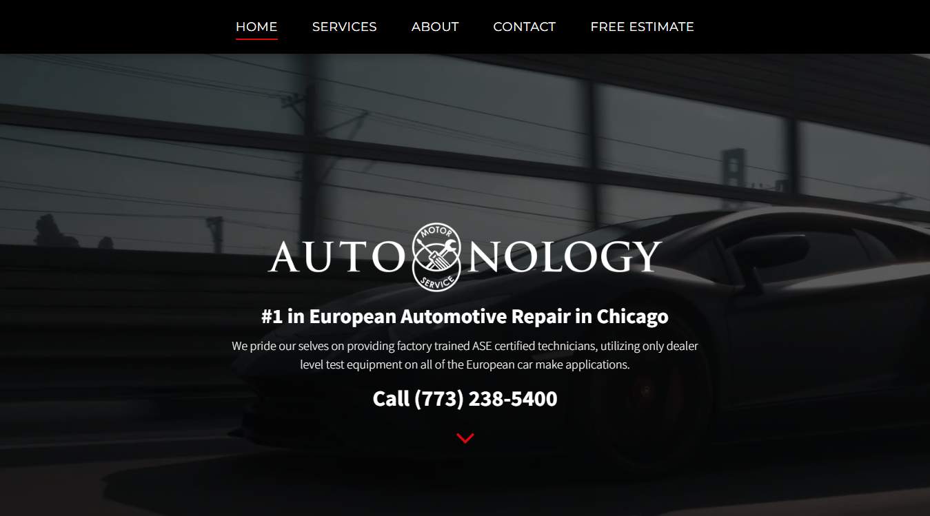 Website screenshot for Autonology Motor Service