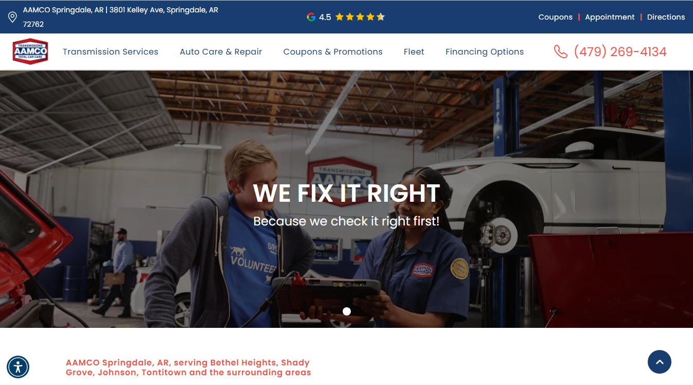 Website screenshot for Autorepair GT
