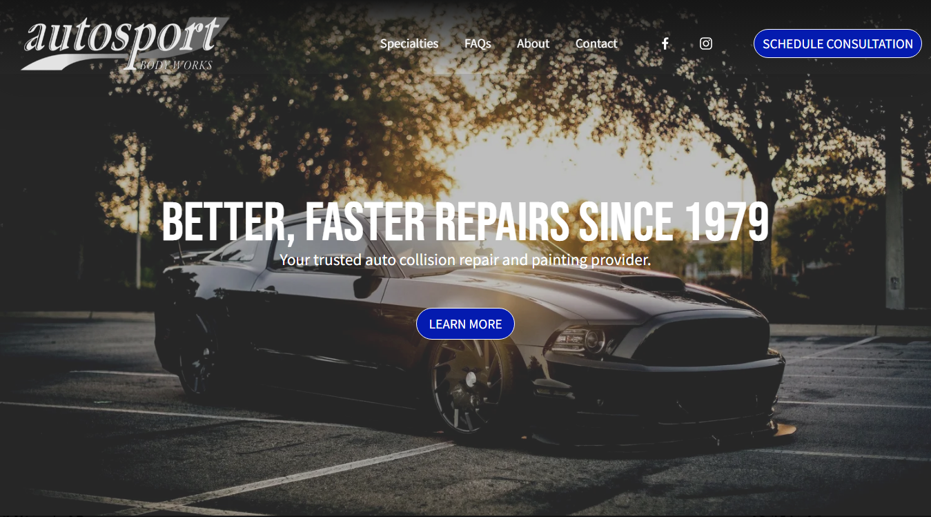 Website screenshot for Autosport Bodyworks