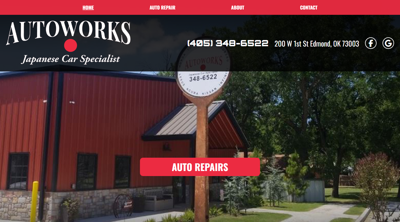 Website screenshot for Autoworks Japanese Car Specialist