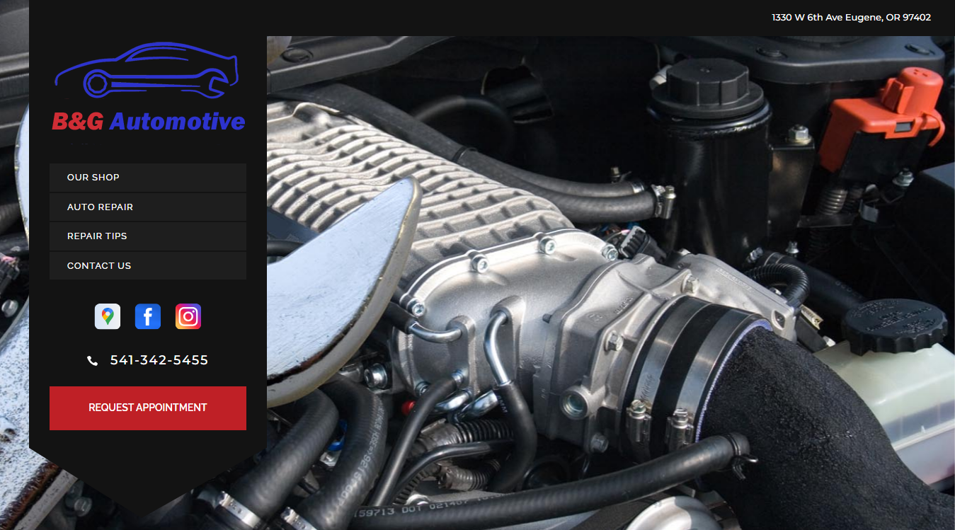 Website screenshot for B&G Automotive