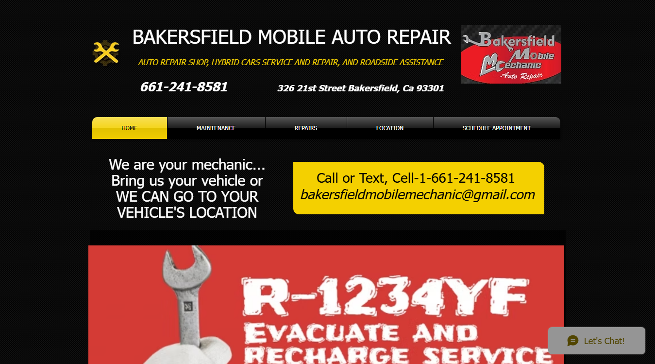 Website screenshot for Bakersfield Mobile Auto Repair, JM Auto Repair
