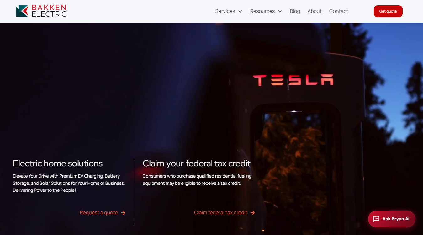 Screenshot of Bakken Electric, LLC