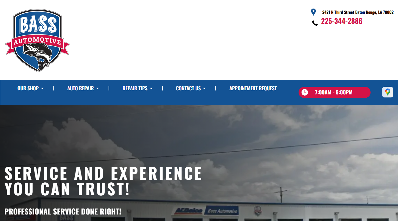 Website screenshot for Bass Automotive, Inc.