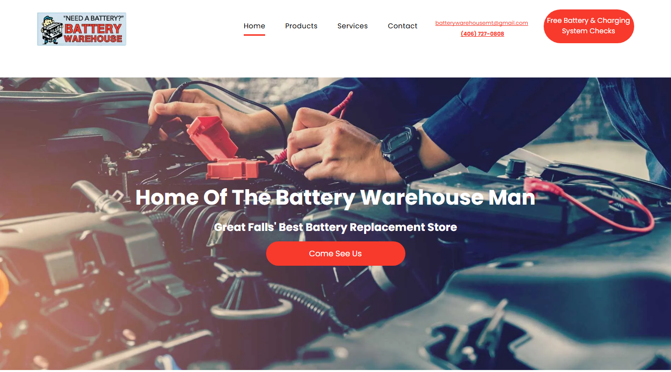 Website screenshot for Battery Warehouse