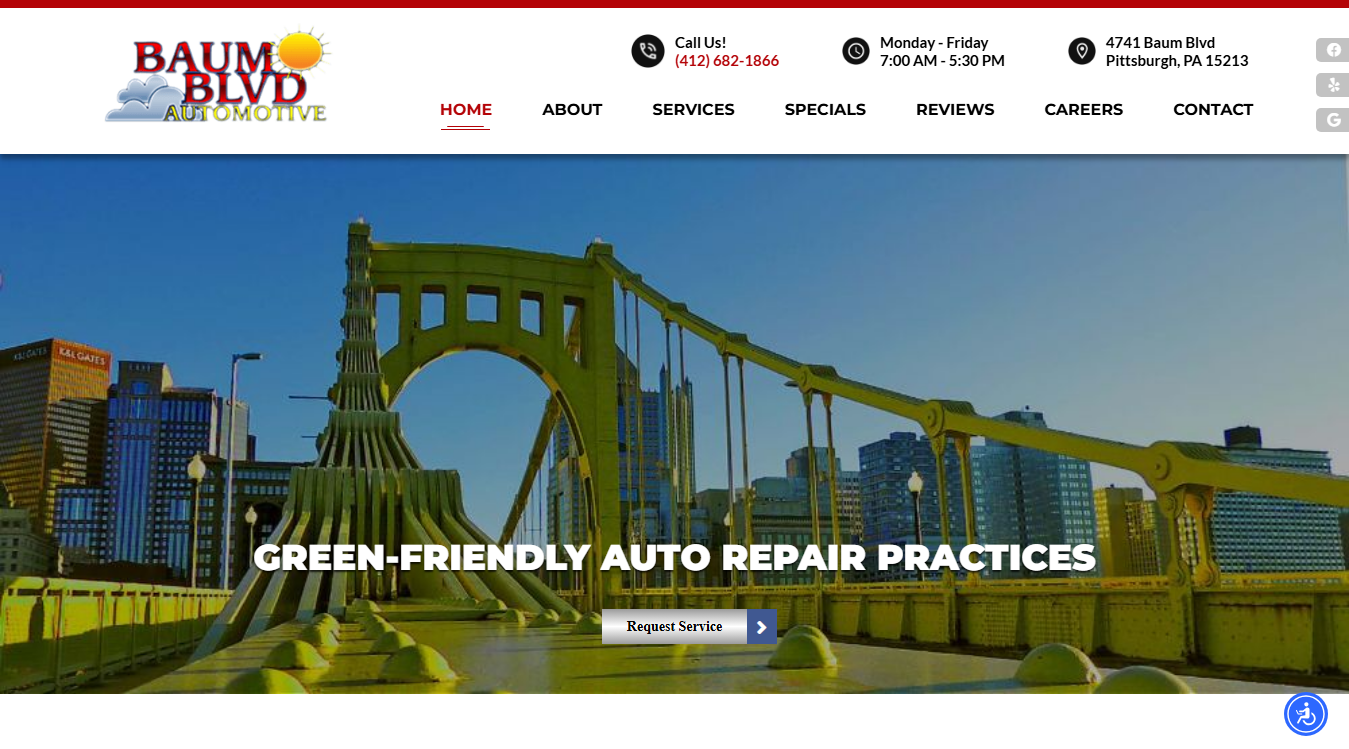 Website screenshot for Baum Boulevard Automotive