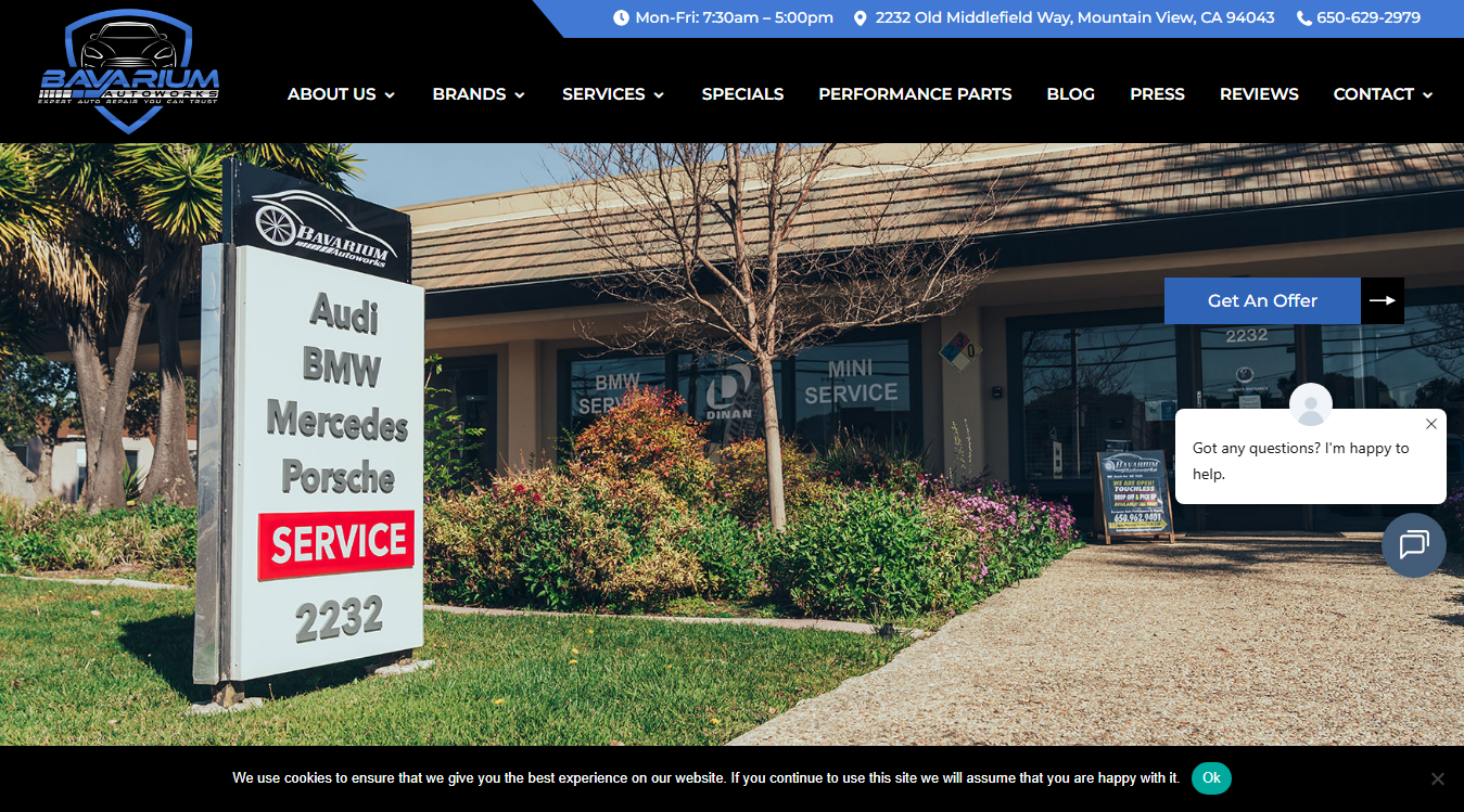 Website screenshot for Bavarium Autoworks