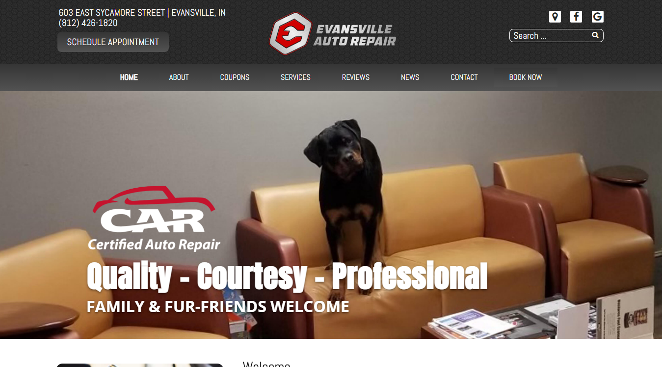Website screenshot for Bayou Automotive specialist