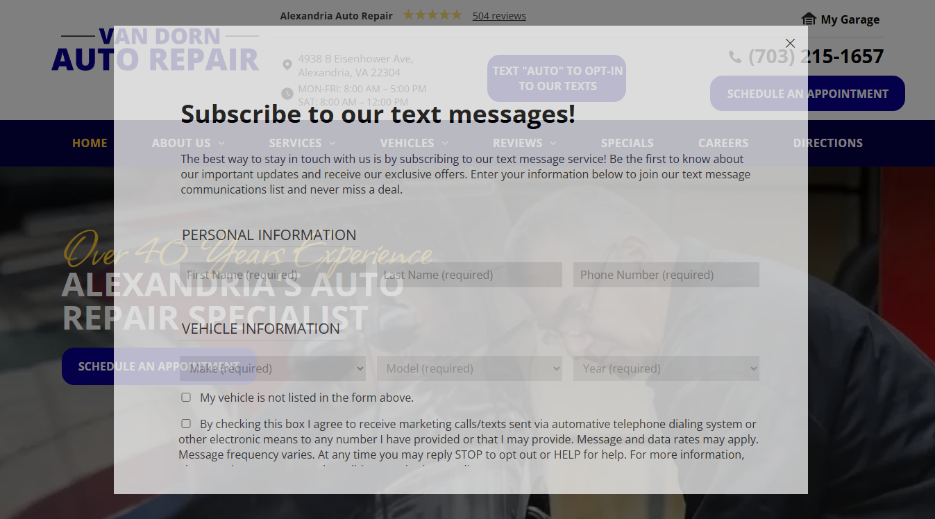 Website screenshot for Beamer's Auto Body LLC