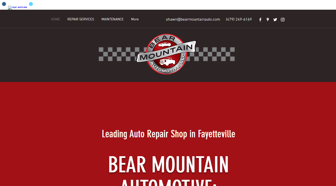 Website screenshot for Bear Mountain Automotive LLC