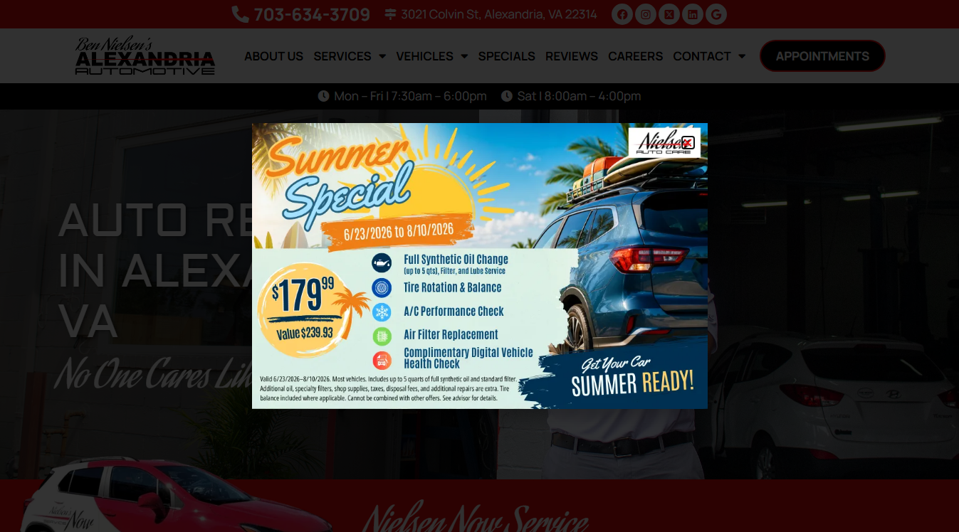 Website screenshot for Ben Nielsen's Alexandria Automotive