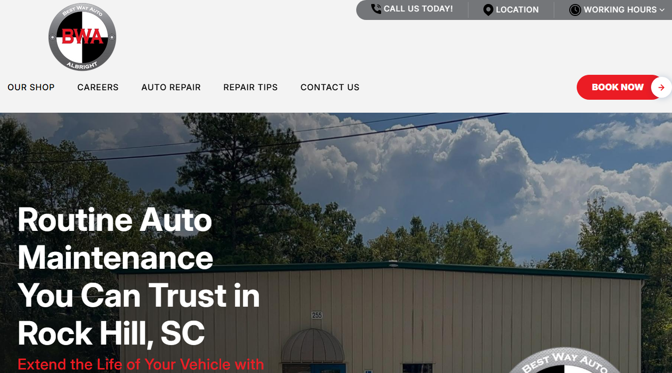 Website screenshot for Best Way Auto - Albright