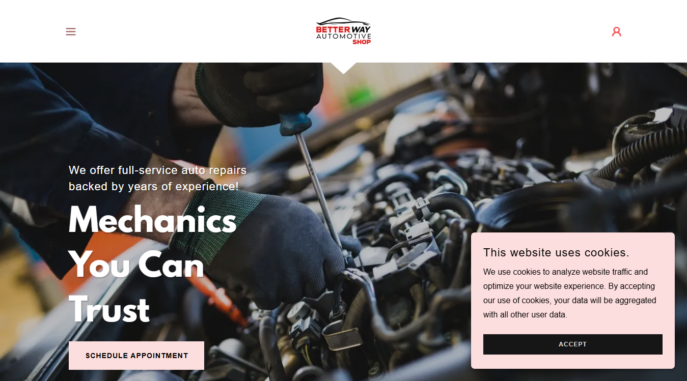 Website screenshot for Better Way Auto Shop