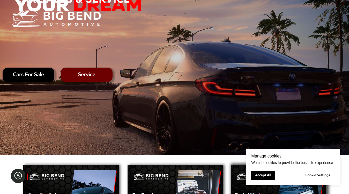 Website screenshot for Big Bend Automotive
