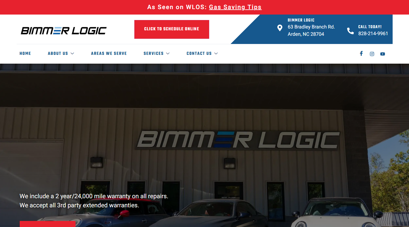 Website screenshot for BIMMER LOGIC