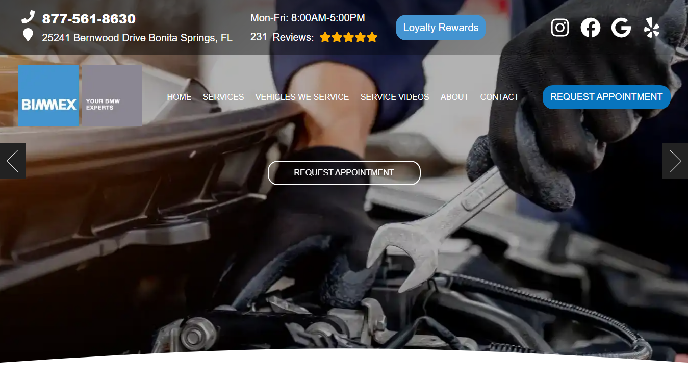 Website screenshot for Bimmex