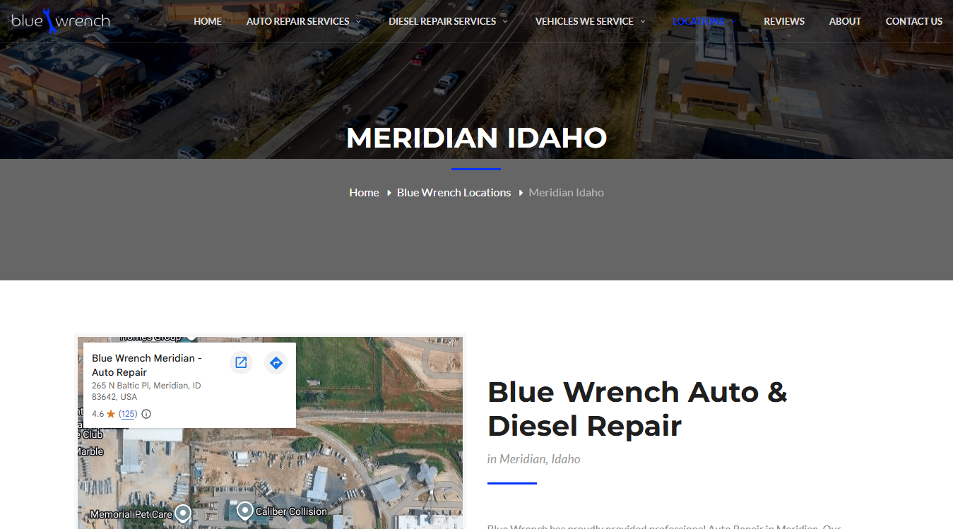Screenshot of Blue Wrench Meridian - Auto Repair