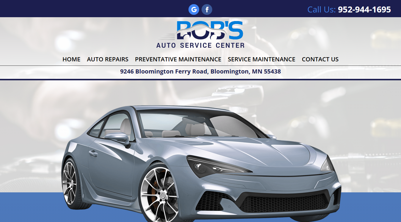 Website screenshot for Bob's Auto Service Center
