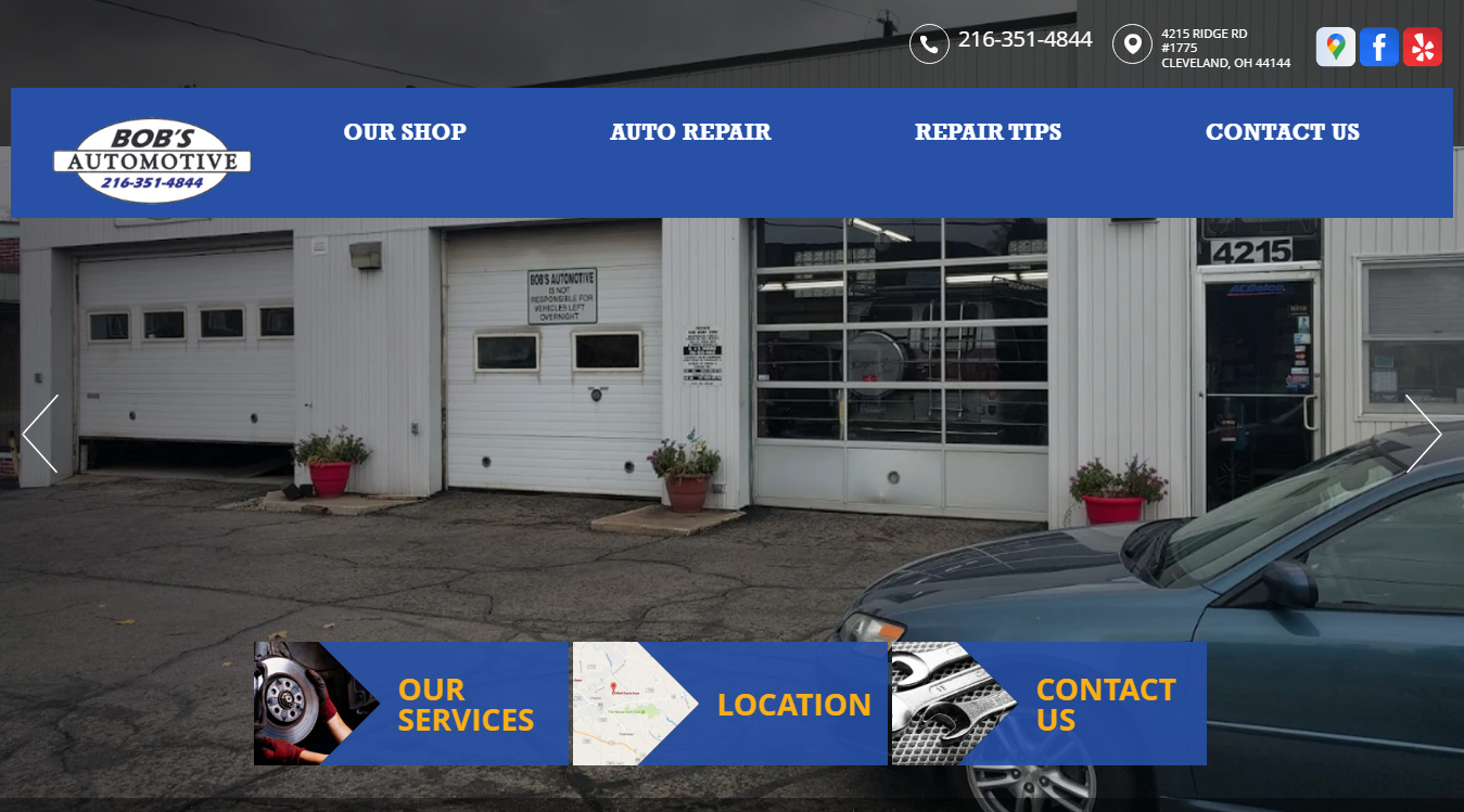 Website screenshot for Bob's Automotive
