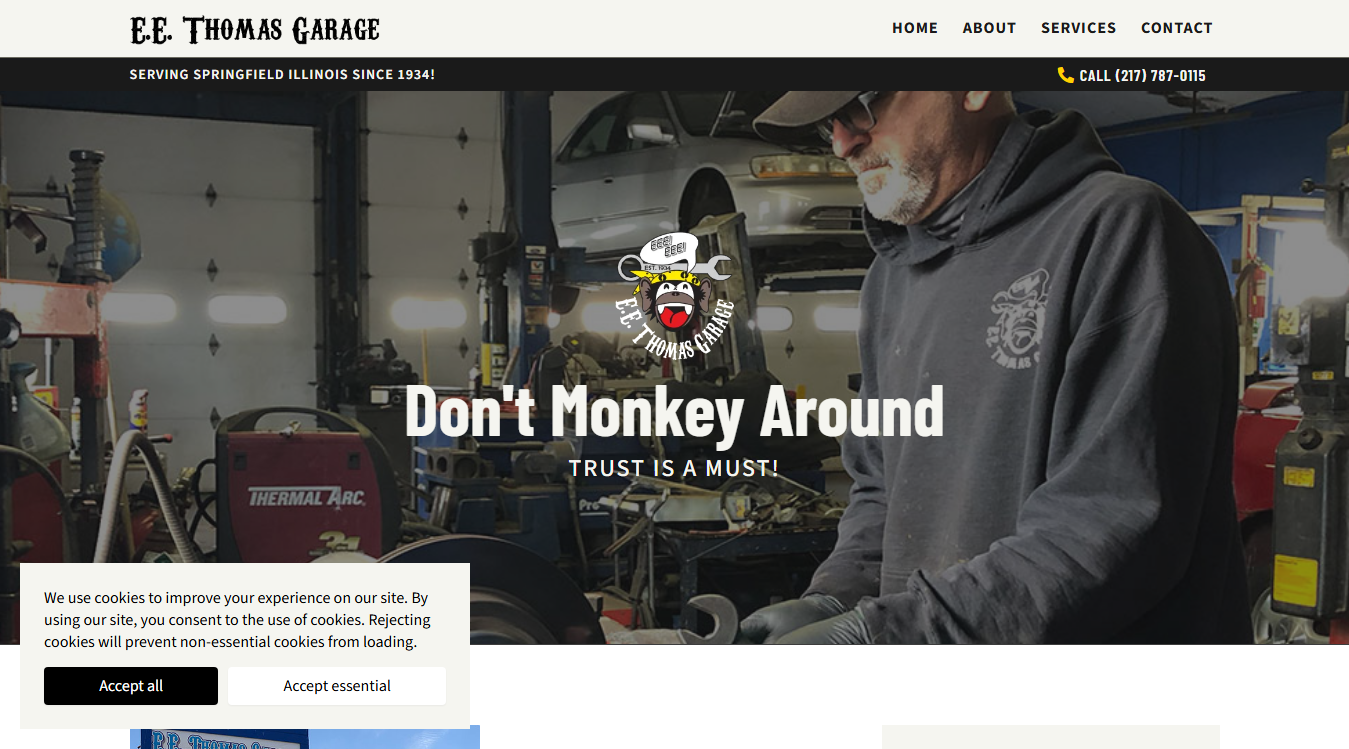 Website screenshot for Bone's Auto Electric & Air