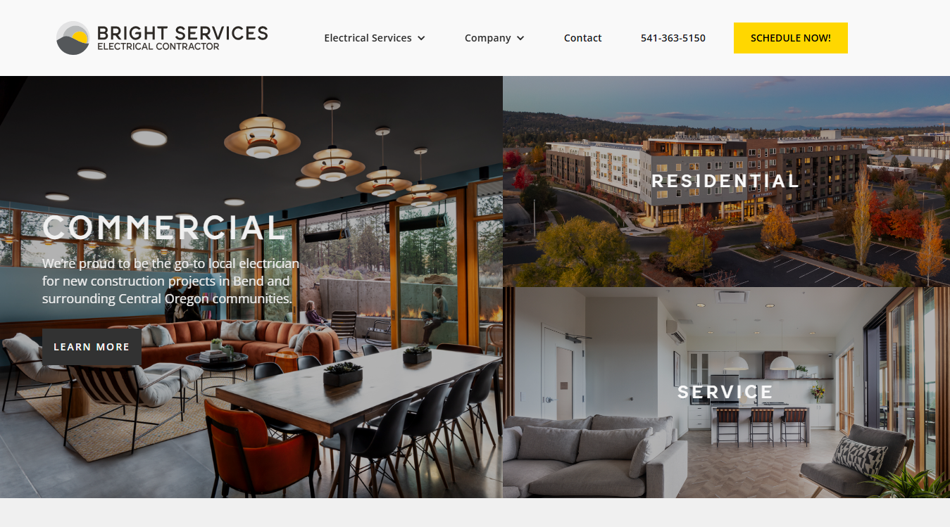 Website screenshot for Bright Services LLC