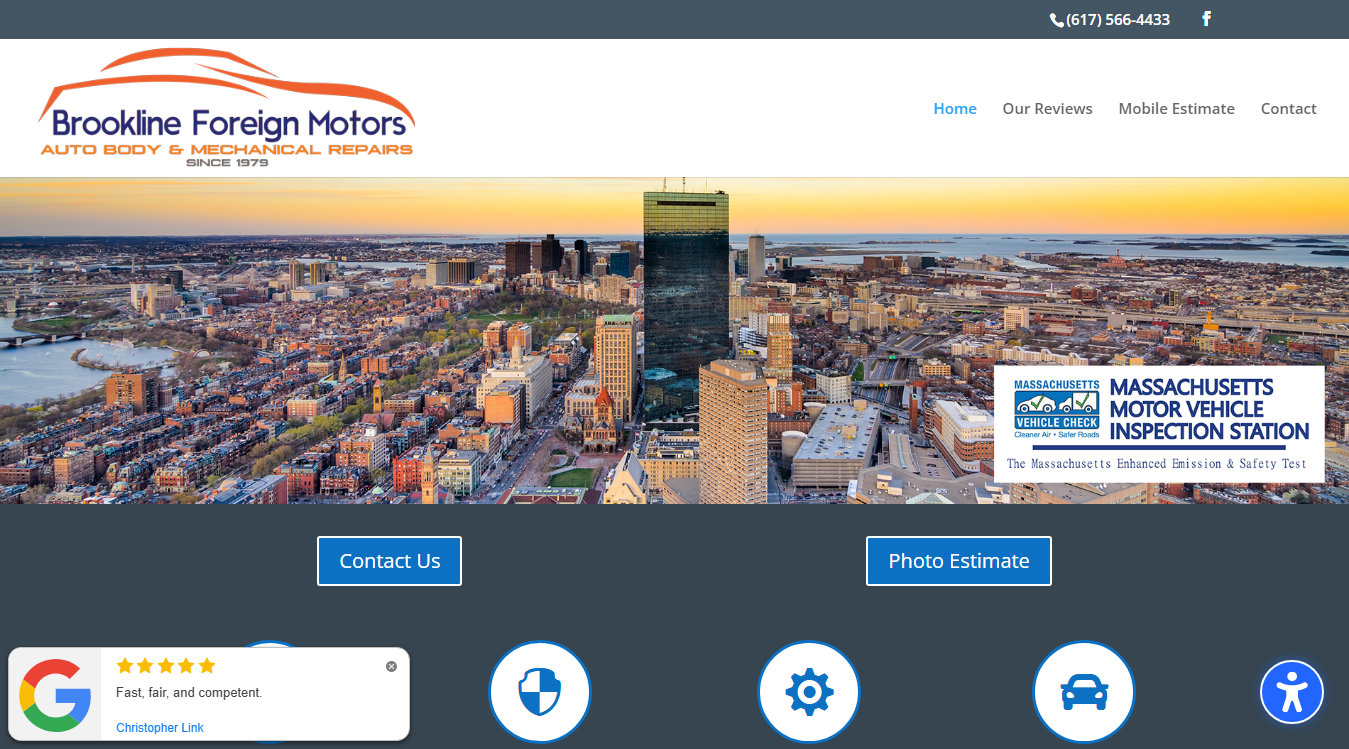 Website screenshot for Brookline Foreign Motors