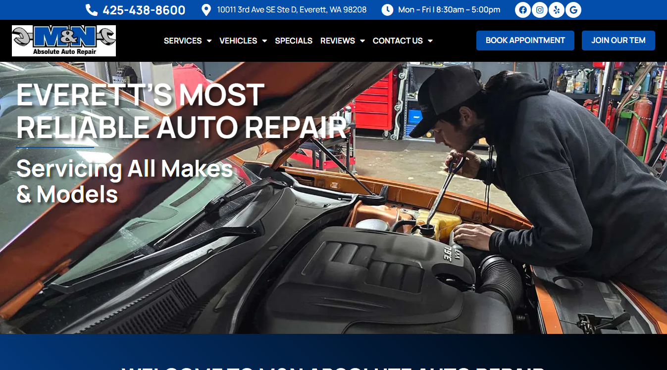 Website screenshot for Bud's Auto Repair Inc.