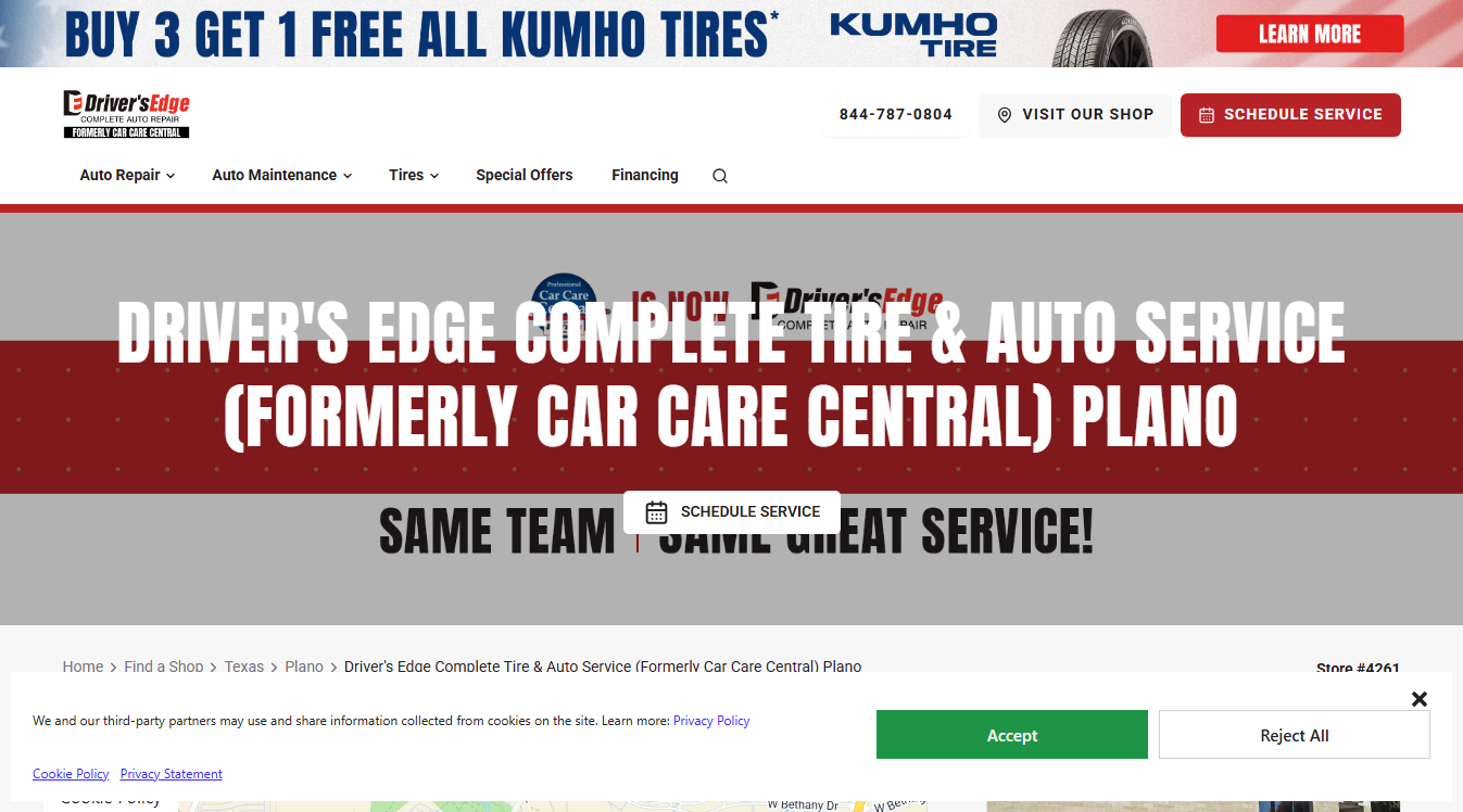 Website screenshot for Car Care Central
