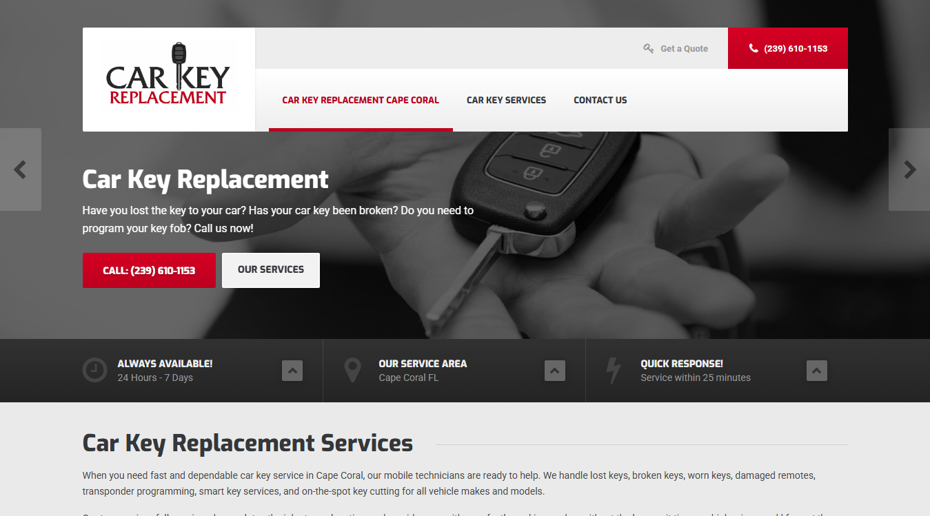 Screenshot of Car Key Replacement Cape Coral Specialist