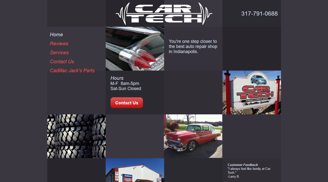 Website screenshot for Car Tech of Indiana, Inc.