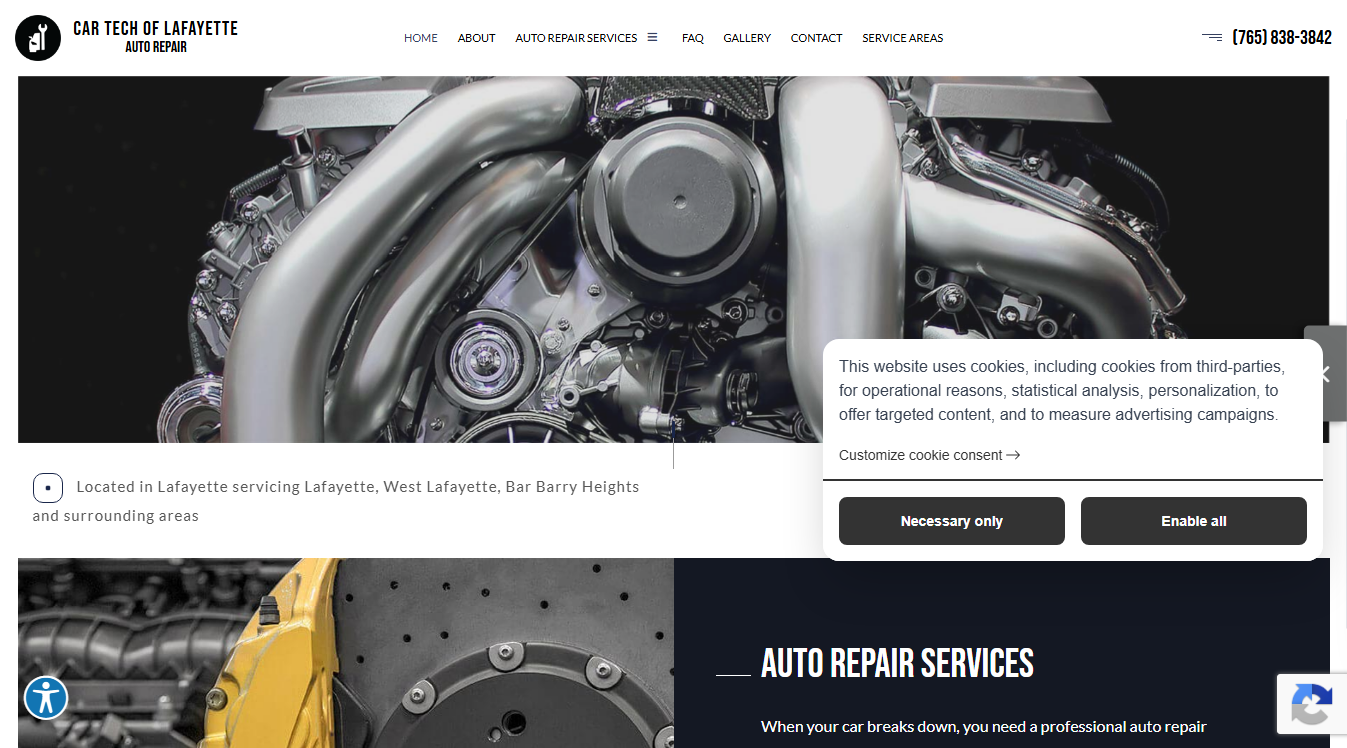Website screenshot for Car Tech of Lafayette