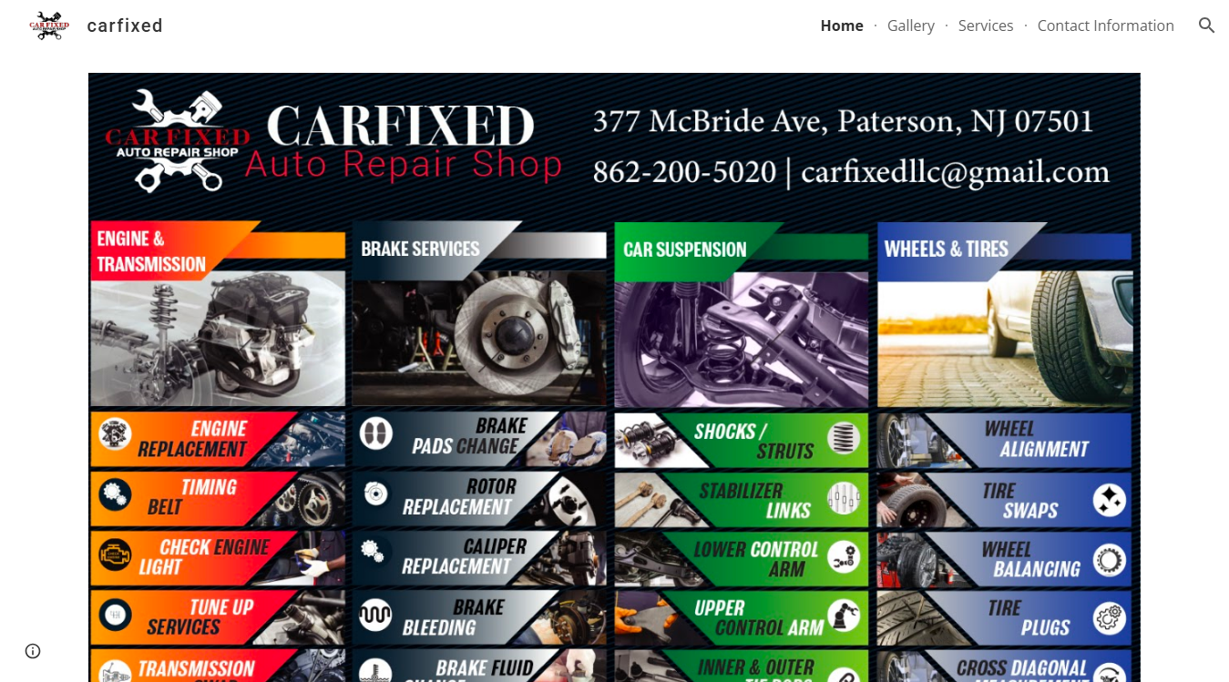 Website screenshot for Carfixed Repair Shop