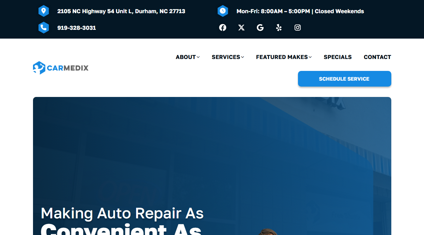 Website screenshot for Carmedix