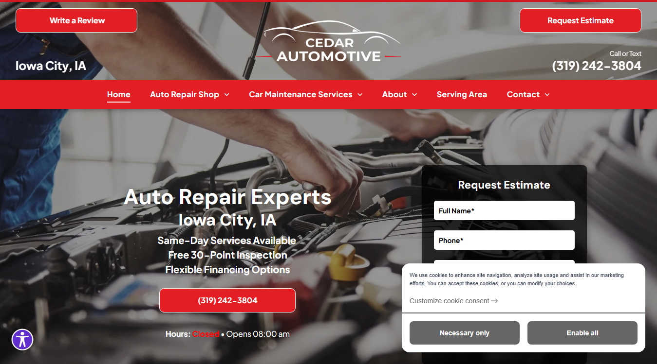 Screenshot of Cedar Automotive