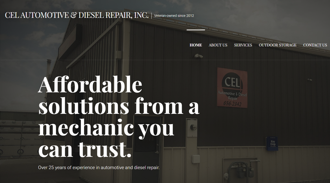 Website screenshot for Cel Automotive & Diesel Repair
